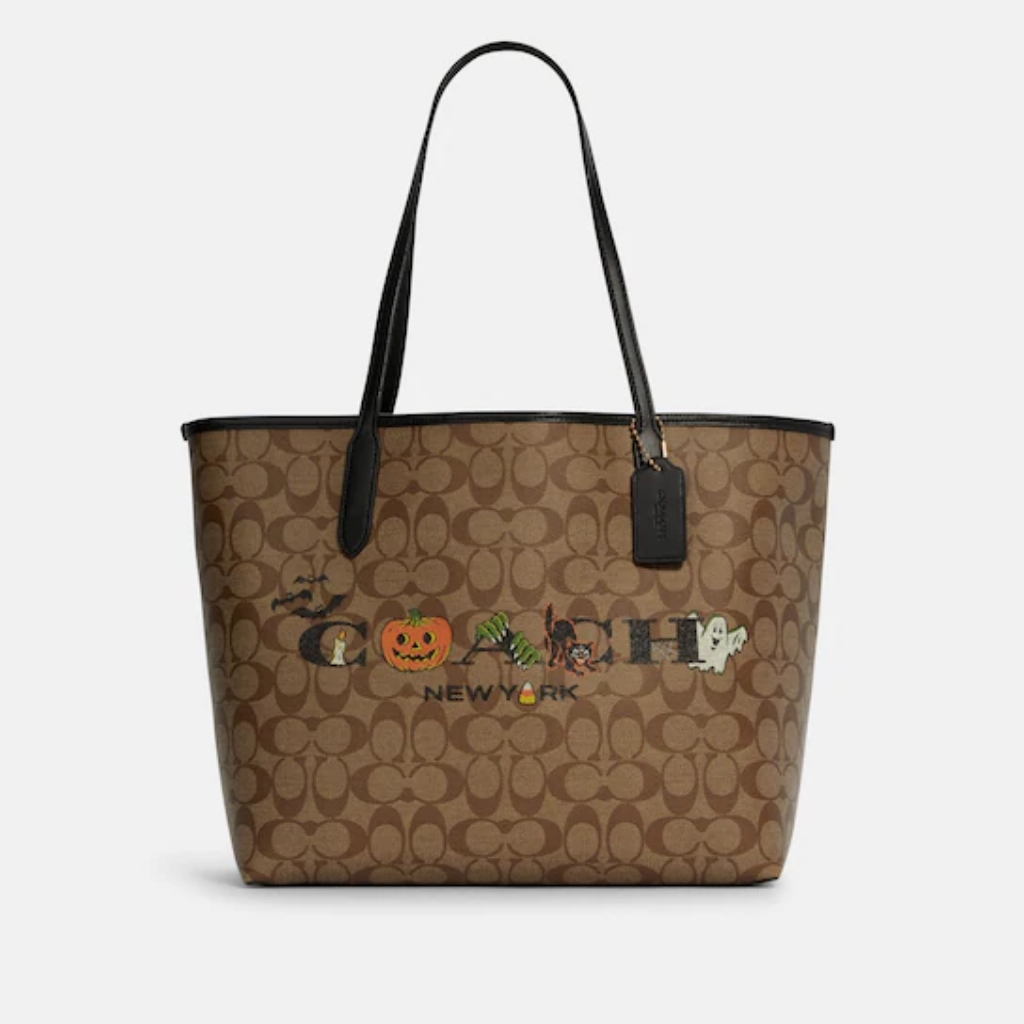 Coach City Tote In Signature Canvas With Halloween